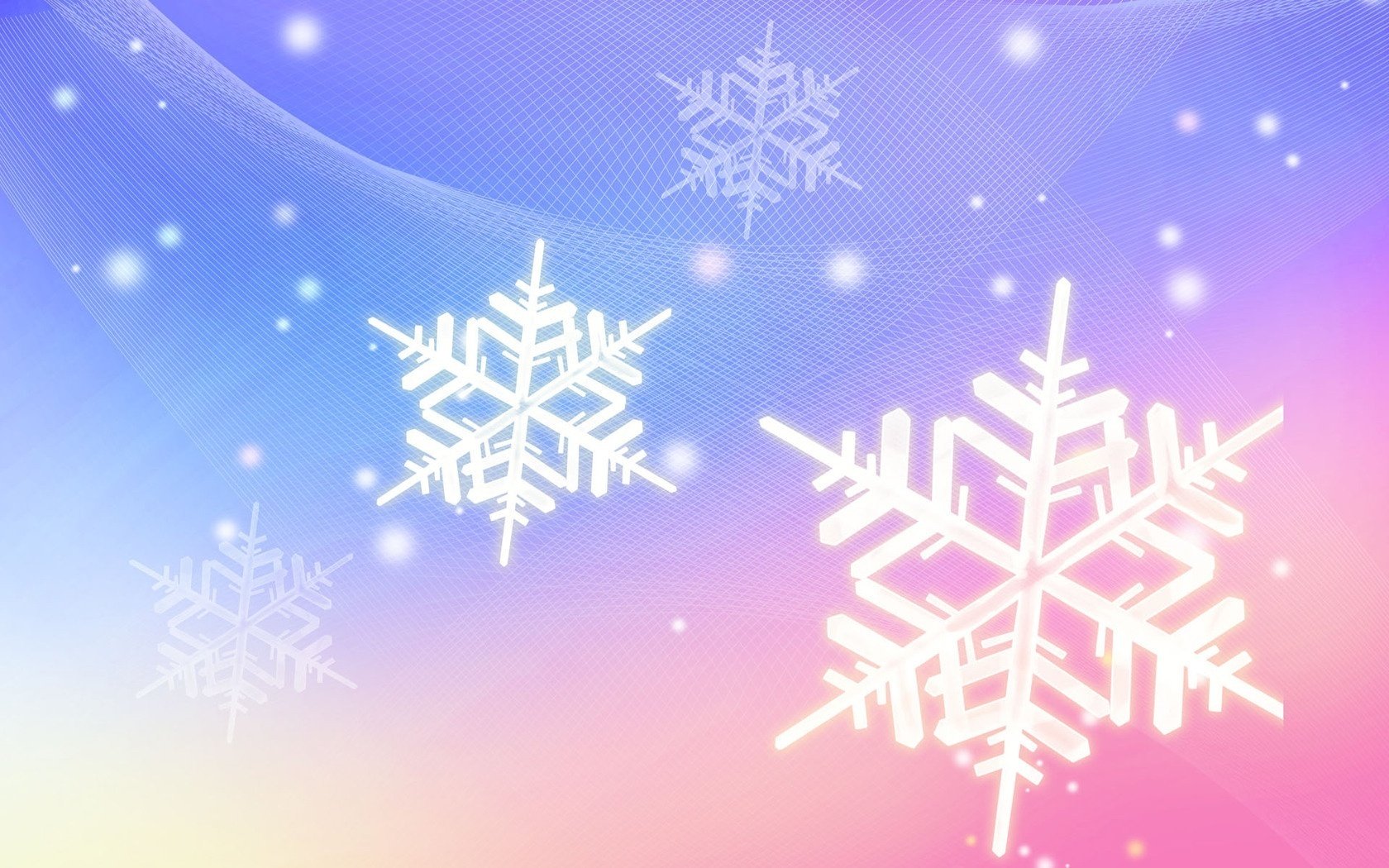 Белые снежинки на розовой текстур голубого градиента