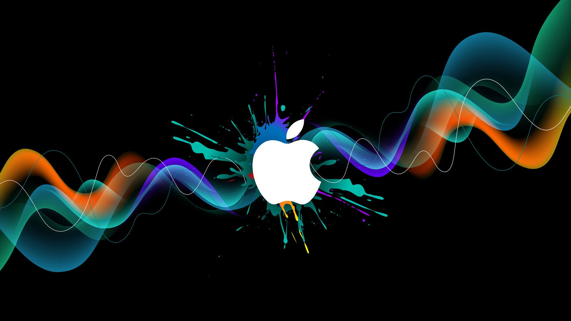 Логотип Эппл с подтёками и брызгами краски