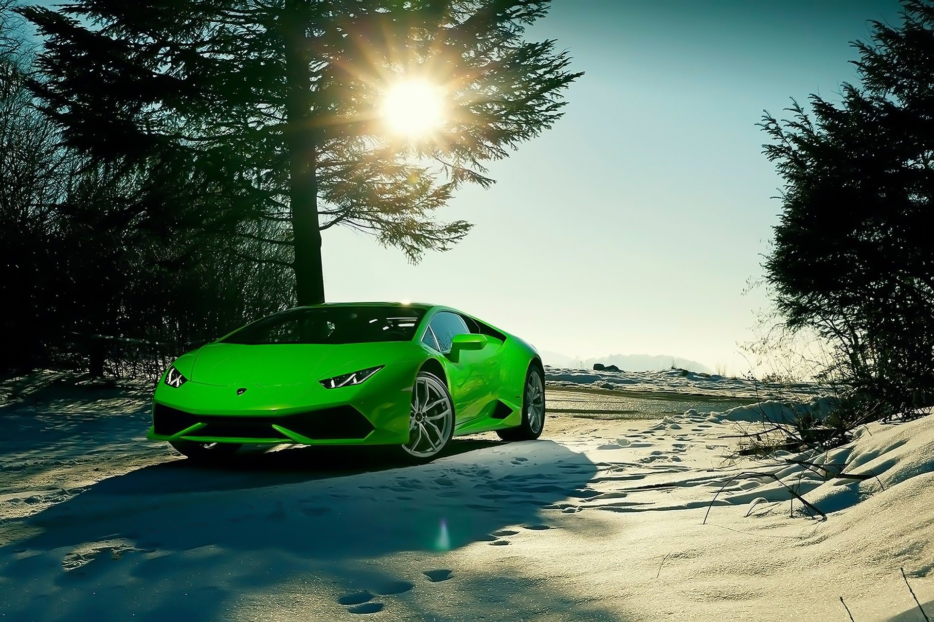 Lamborghini на изумрудном фоне бесплатно