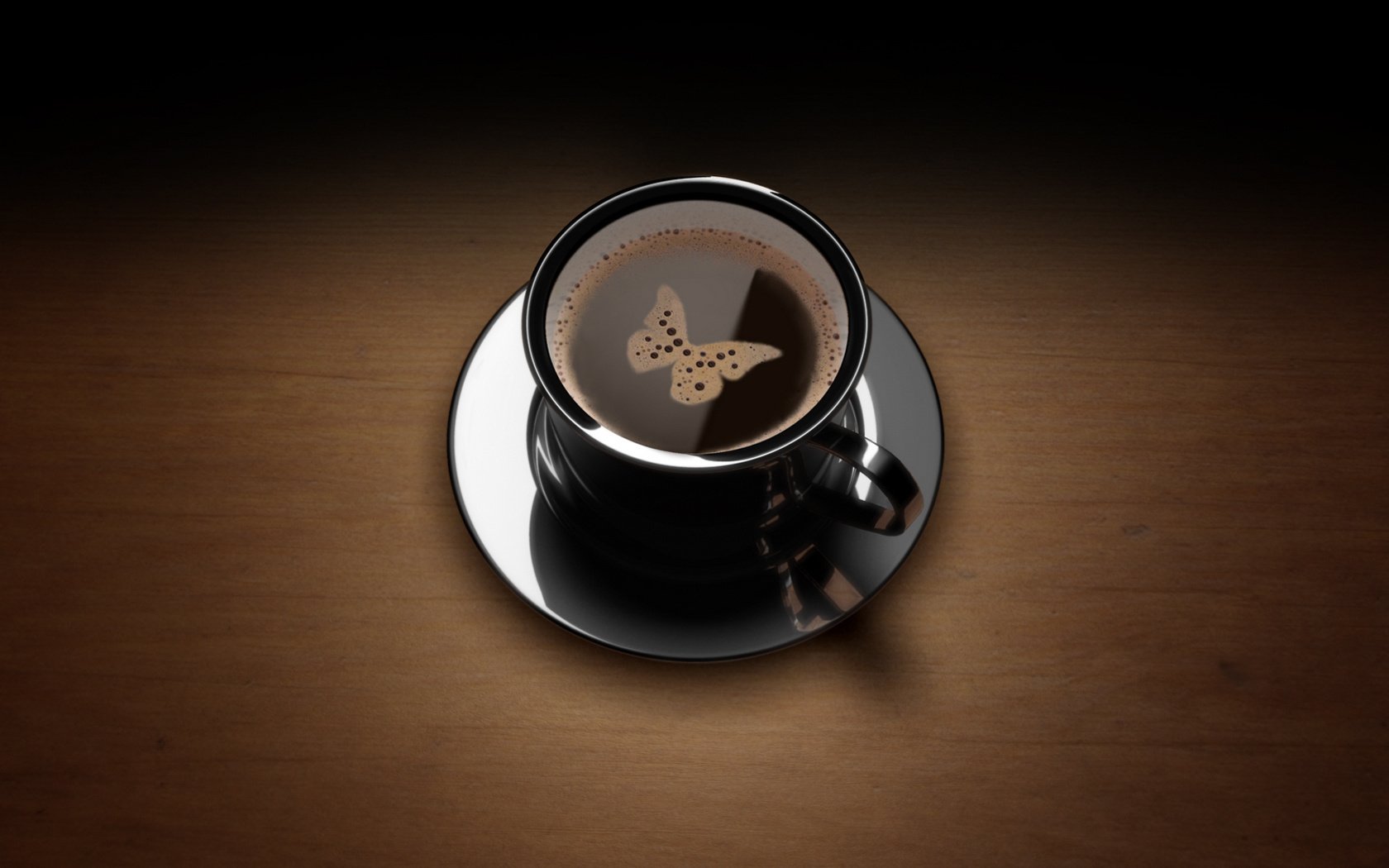 Творческий подход к напитку кофе с изображением бабочки