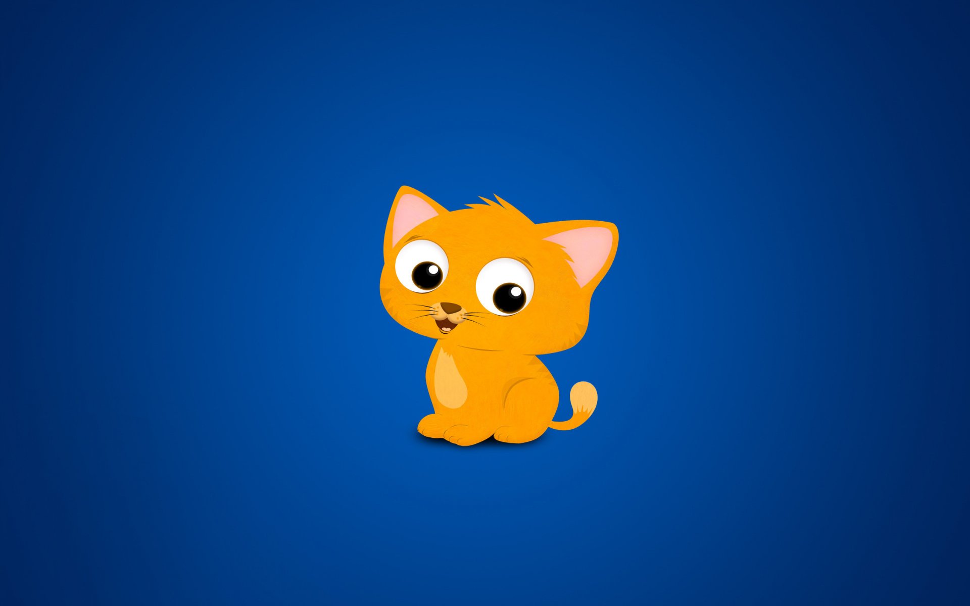 Оранжевый котенок в мультяшном стиле на синем фоне