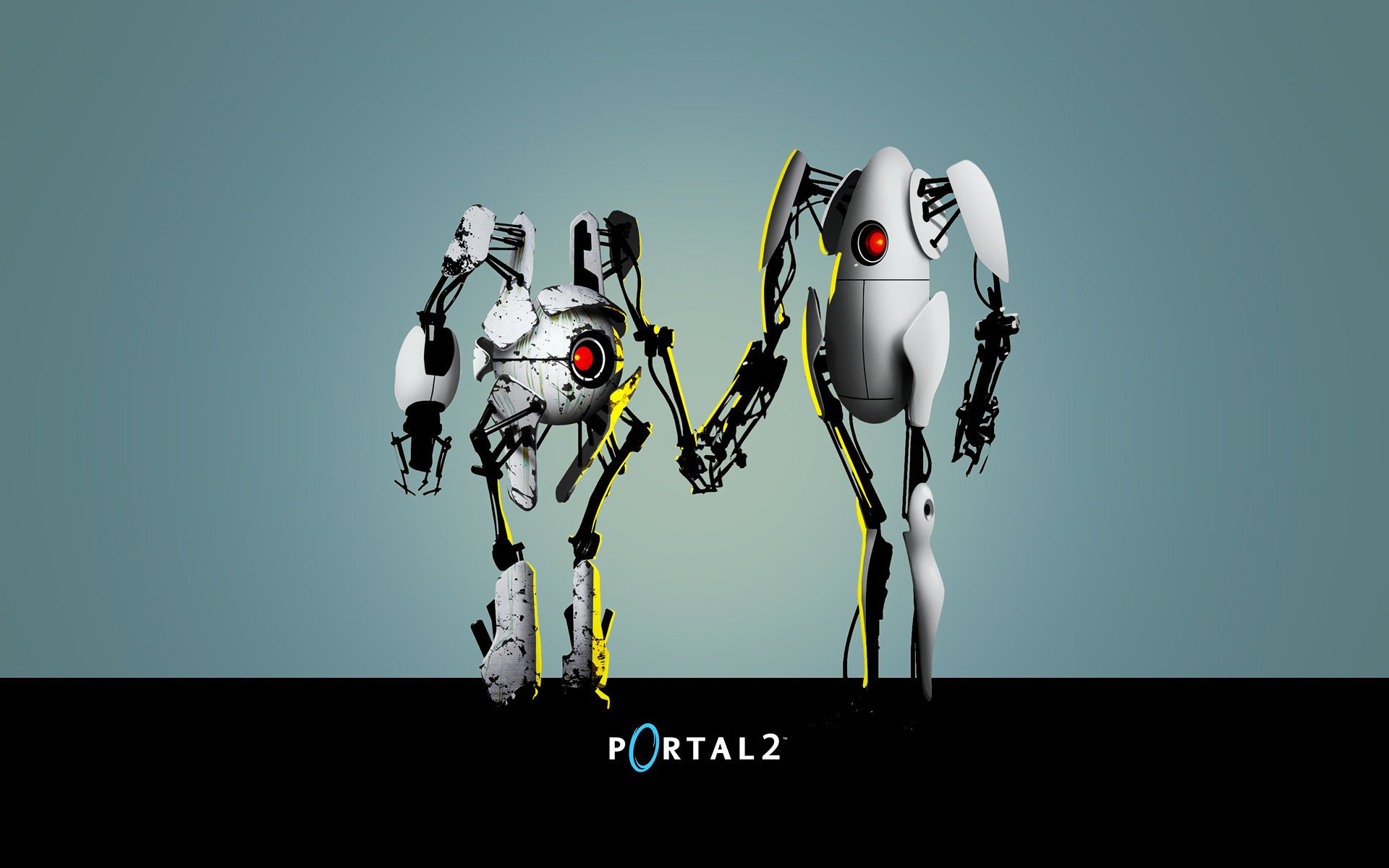 Аниме-роботы из portal 2 трогательно держатся за руки