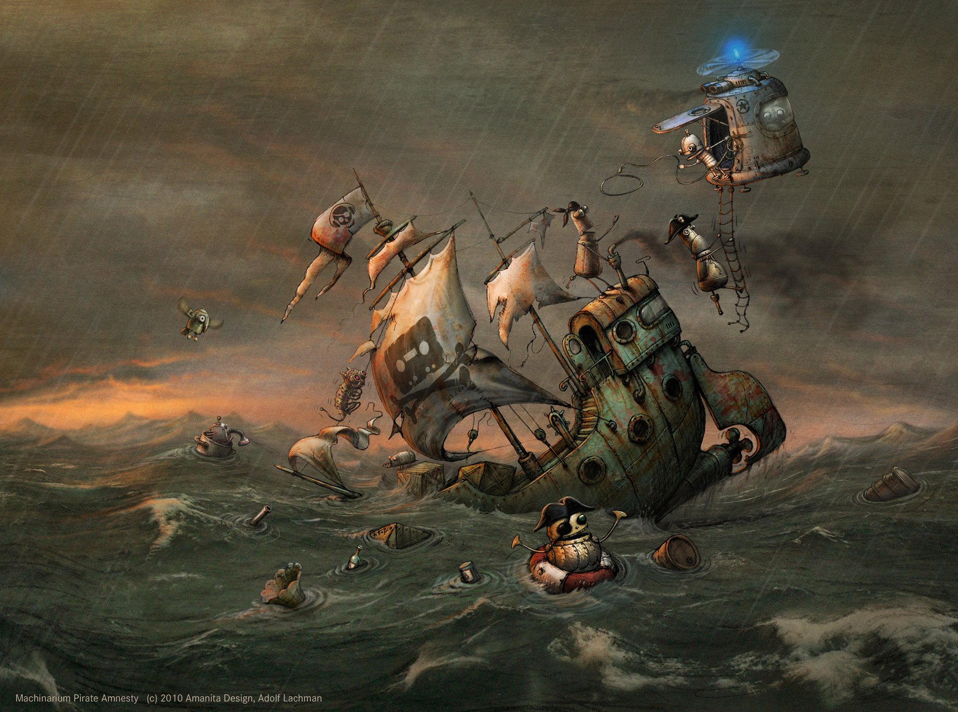Рисунок крушения пиратского корабля из машинариума