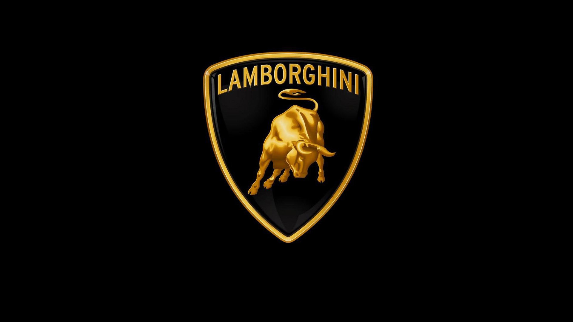 Эмблема Ламборджини на чёрном фоне