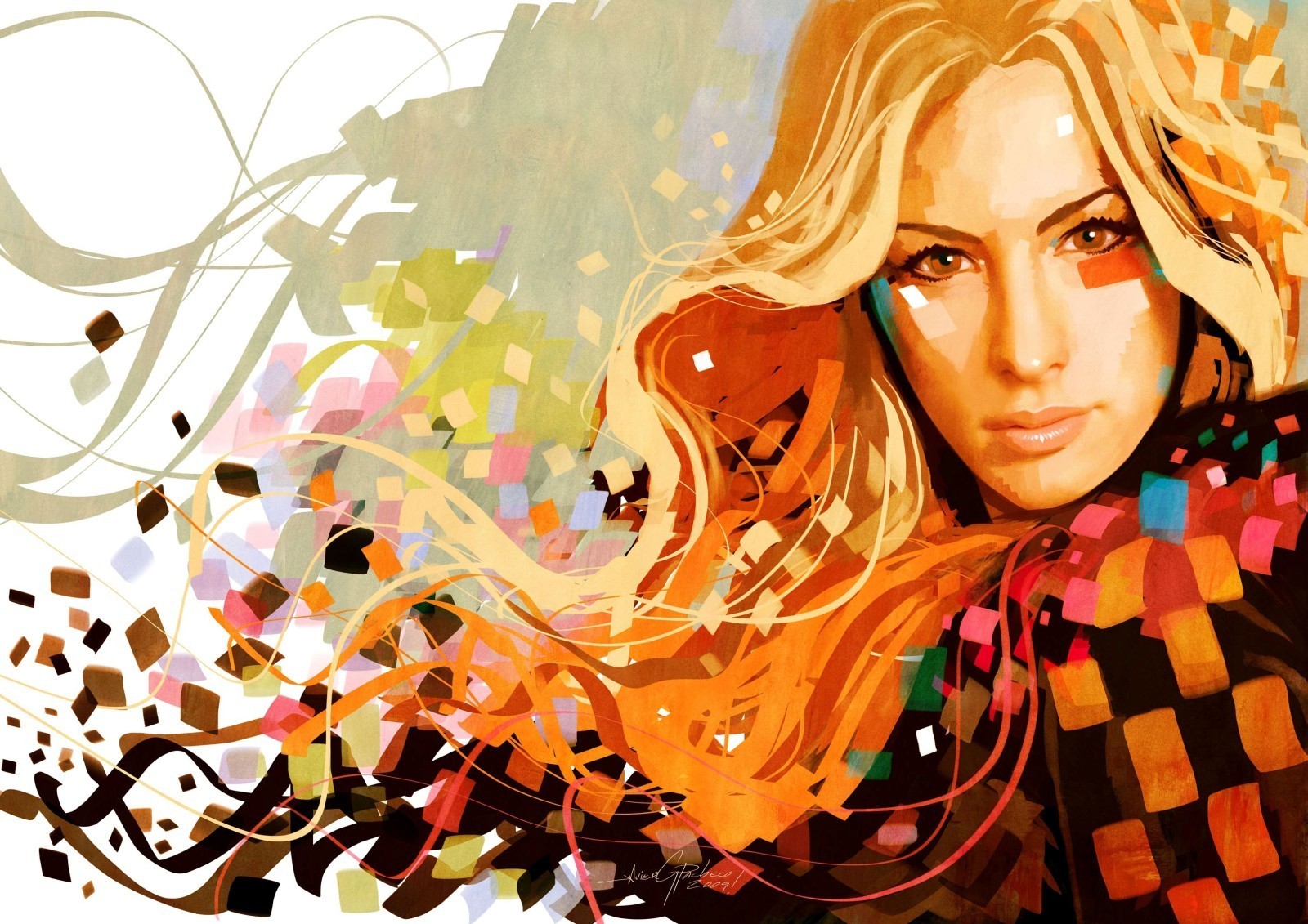 портрет графика цвет блондинка