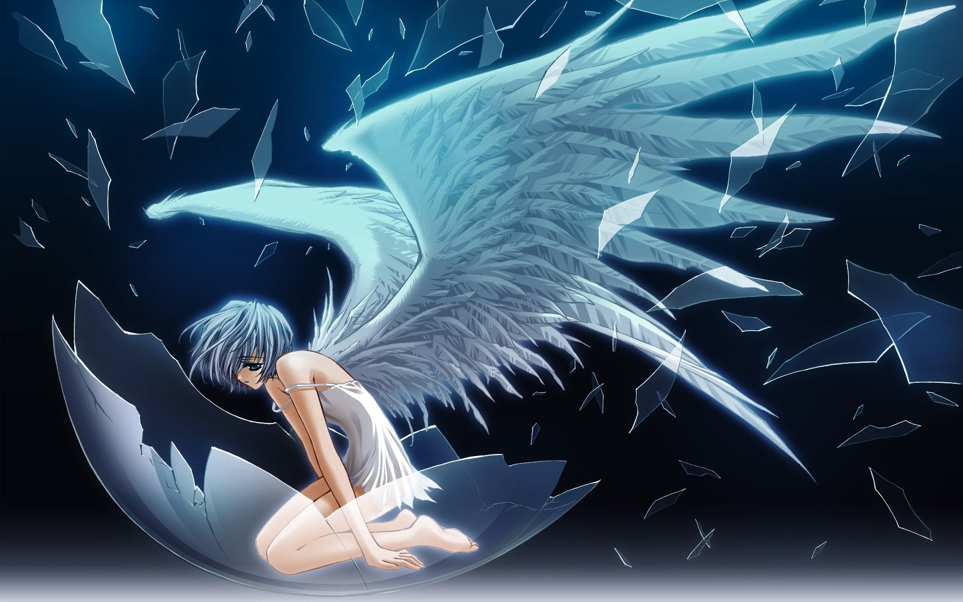 Рисунок девушки ангела с ледяными крыльями