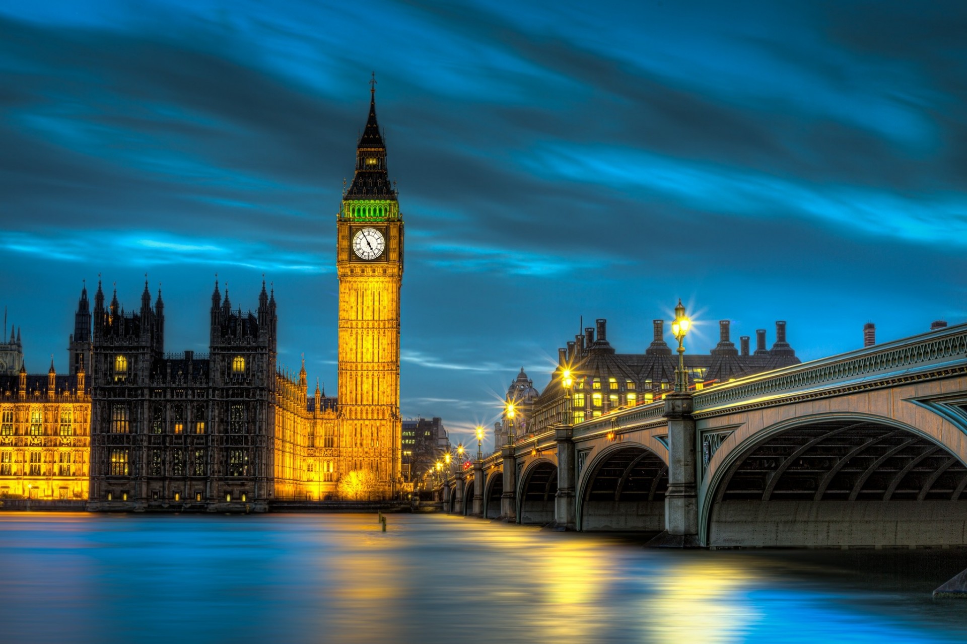 Лондон река Темза фонарь ночь скачать