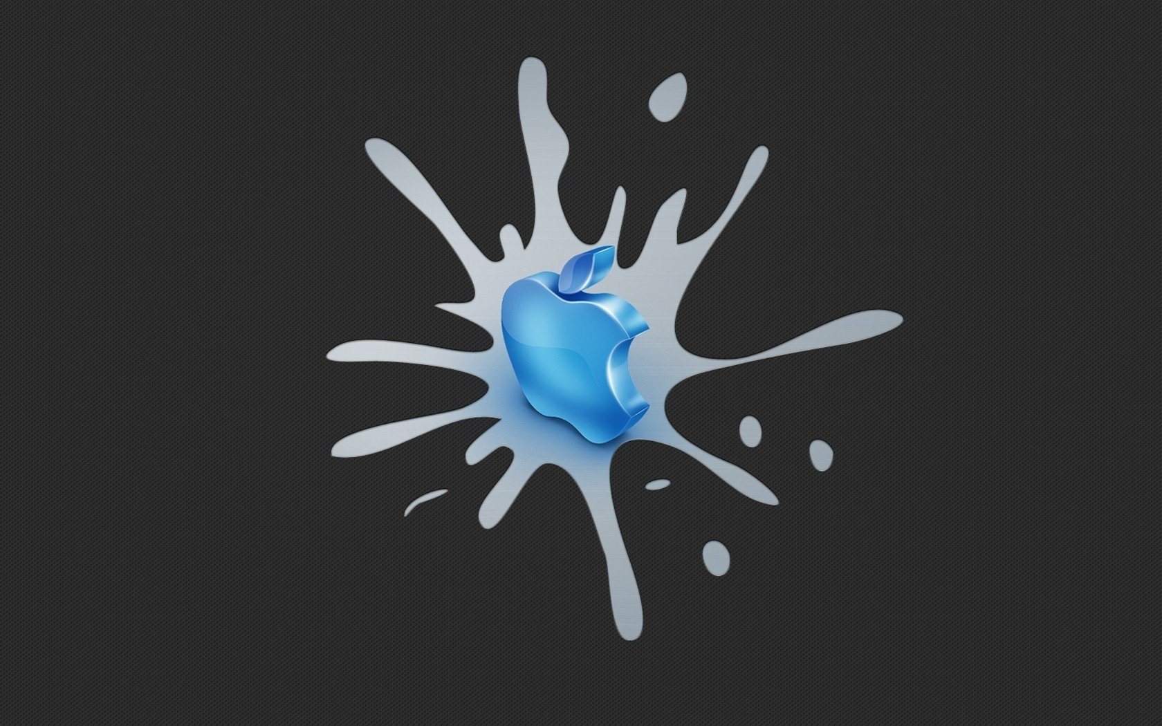 Голубое яблочко логотипа apple внутри кляксы