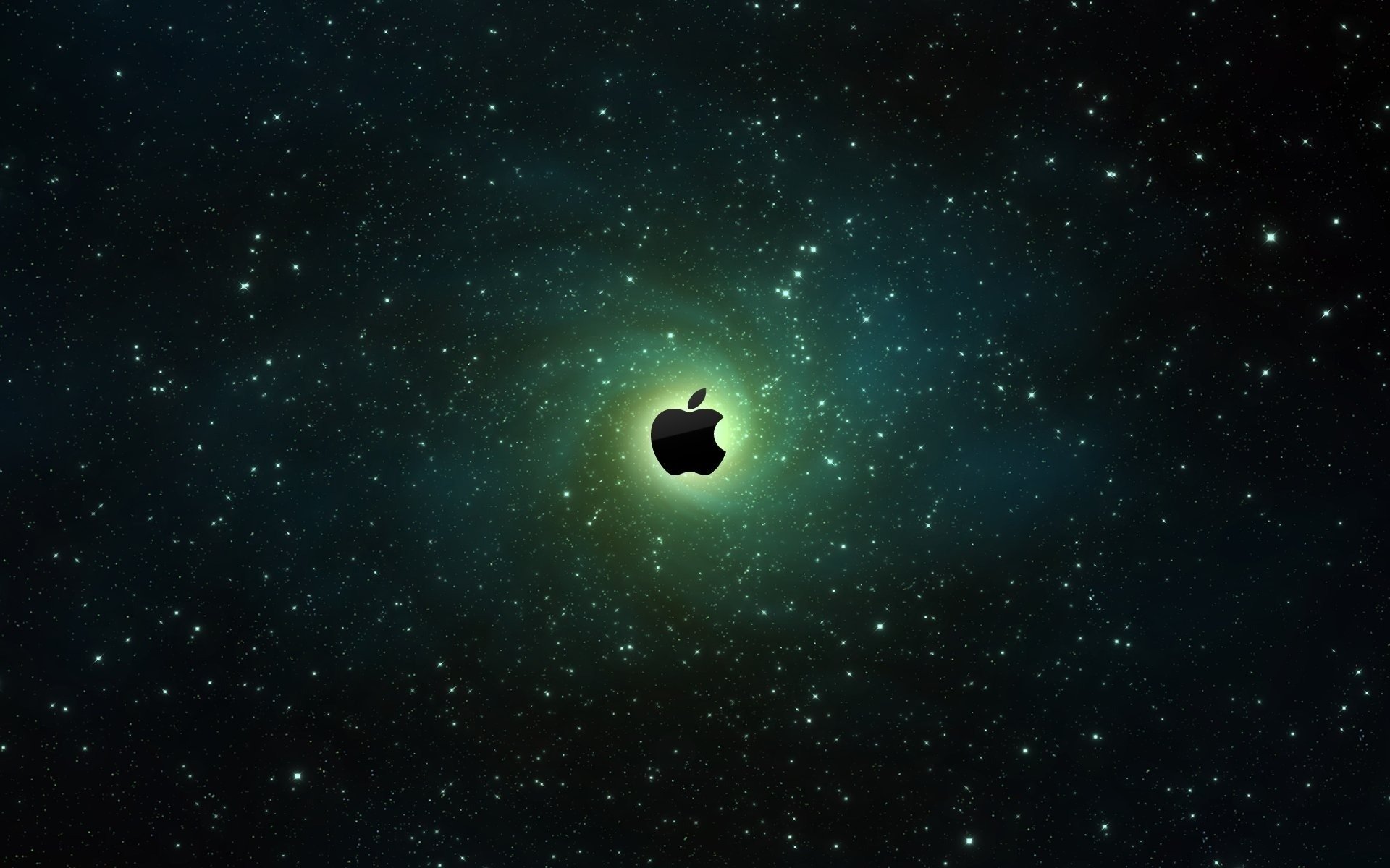 Логотип Apple с зелёным свечением