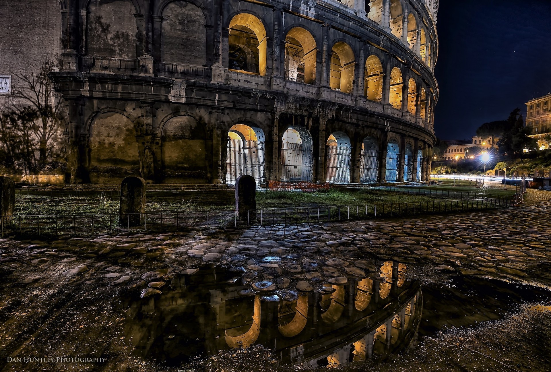 италия огни ночь колизей рим