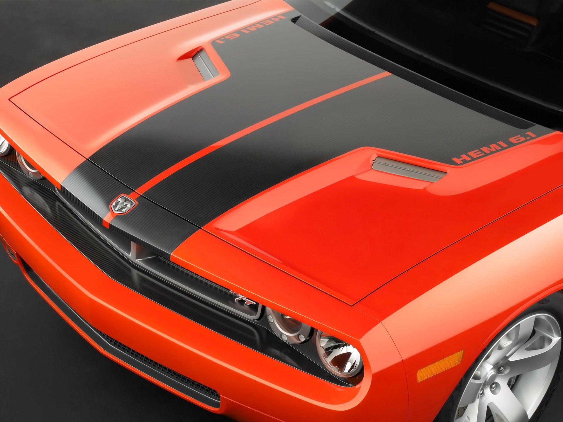 красный спортивный автомобиль Dodge Challenger red sports car скачать