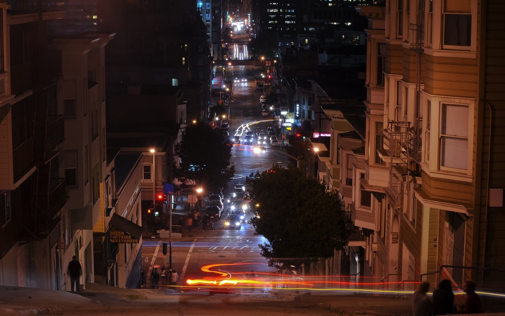 Огни на улицах ночного Сан Франциско