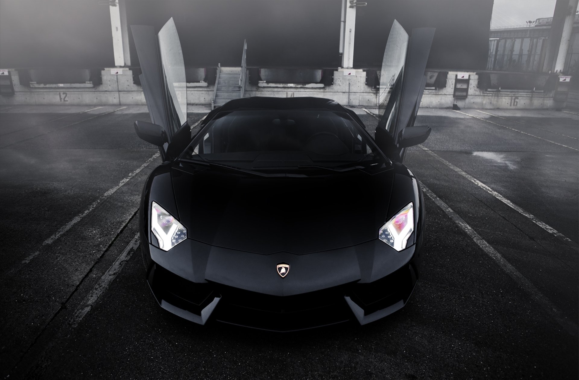 Lamborghini Aventador черно белая