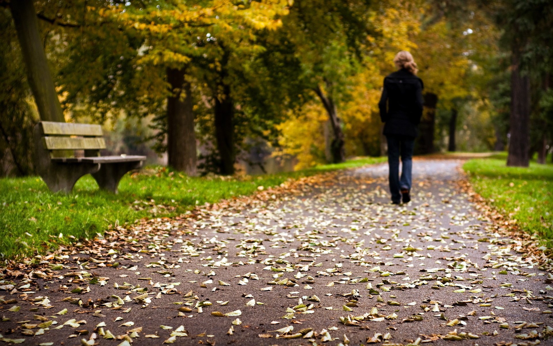 Девушка гуляющая в осеннем парке