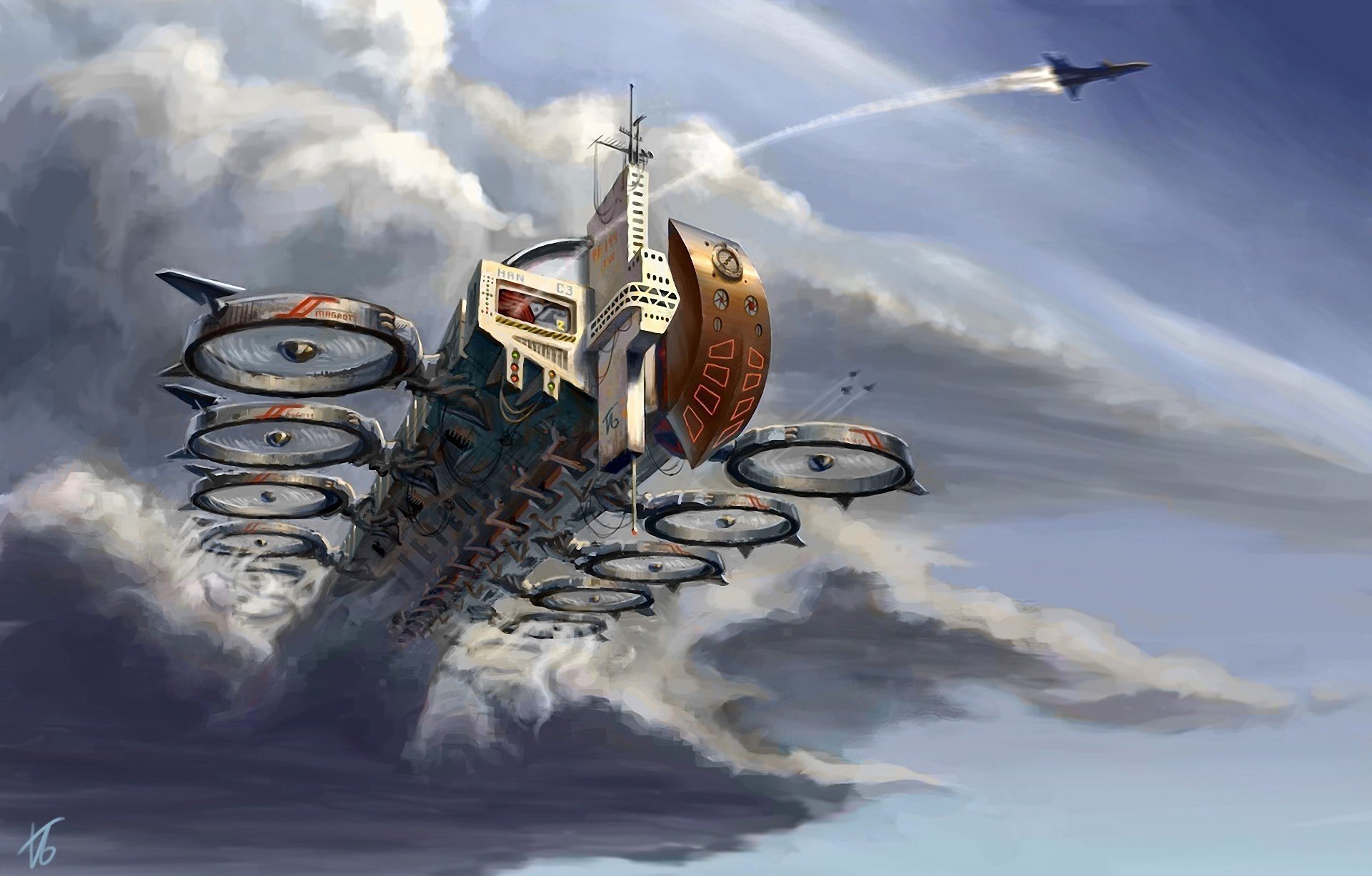 Воздушный корабль облака арт
