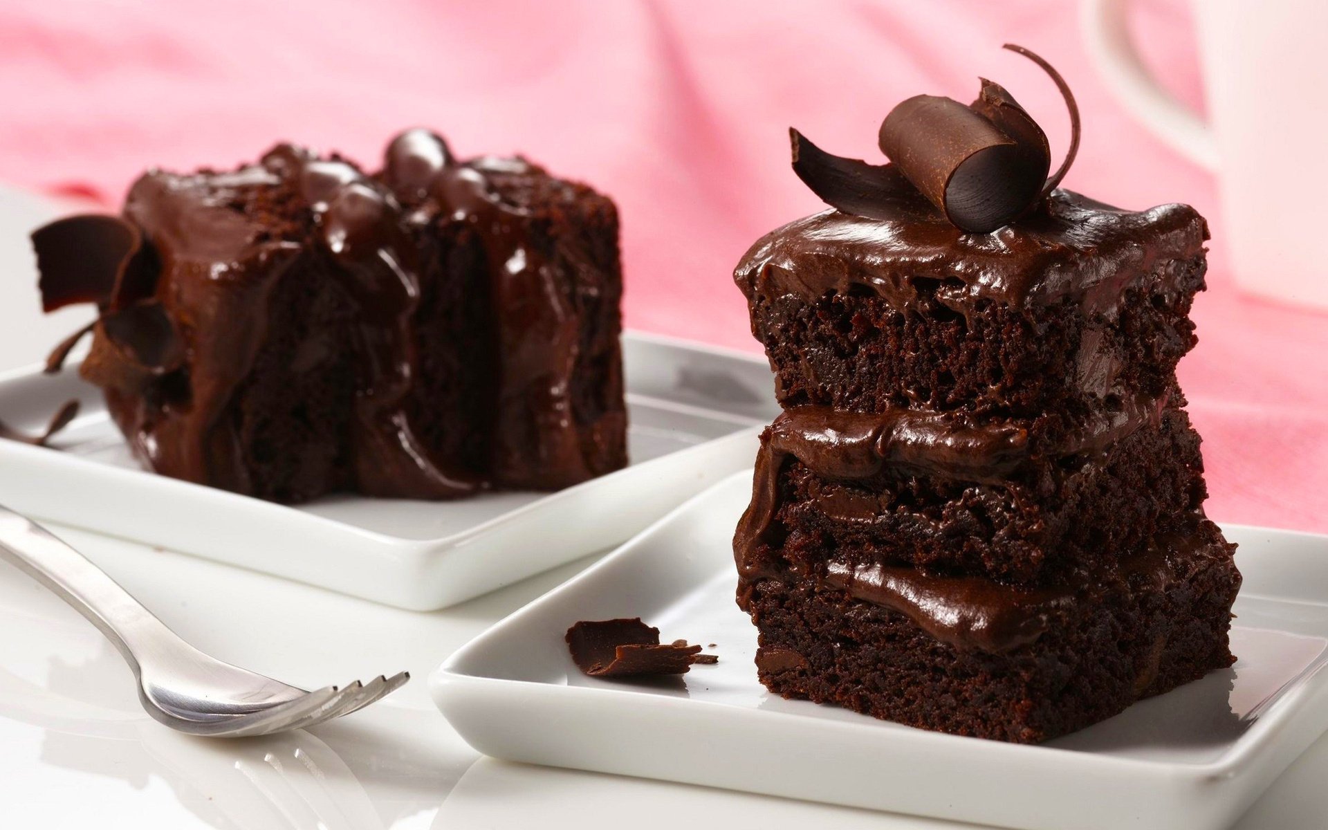 Две тарелки шоколадных тортов