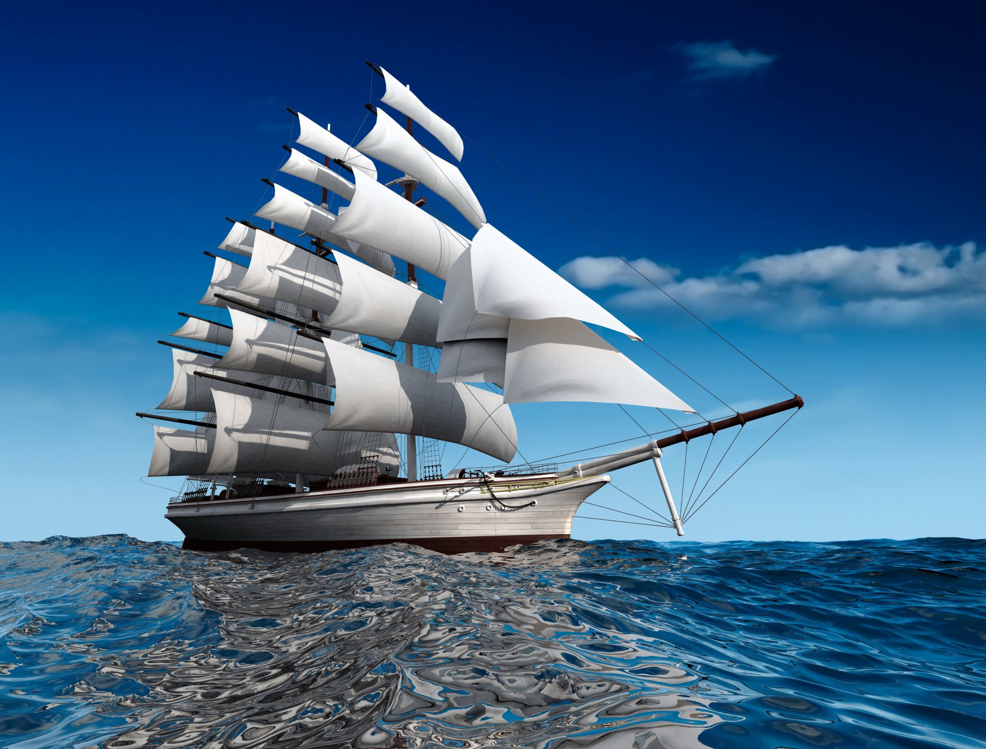 корабли парусные море разное 3d графика фото