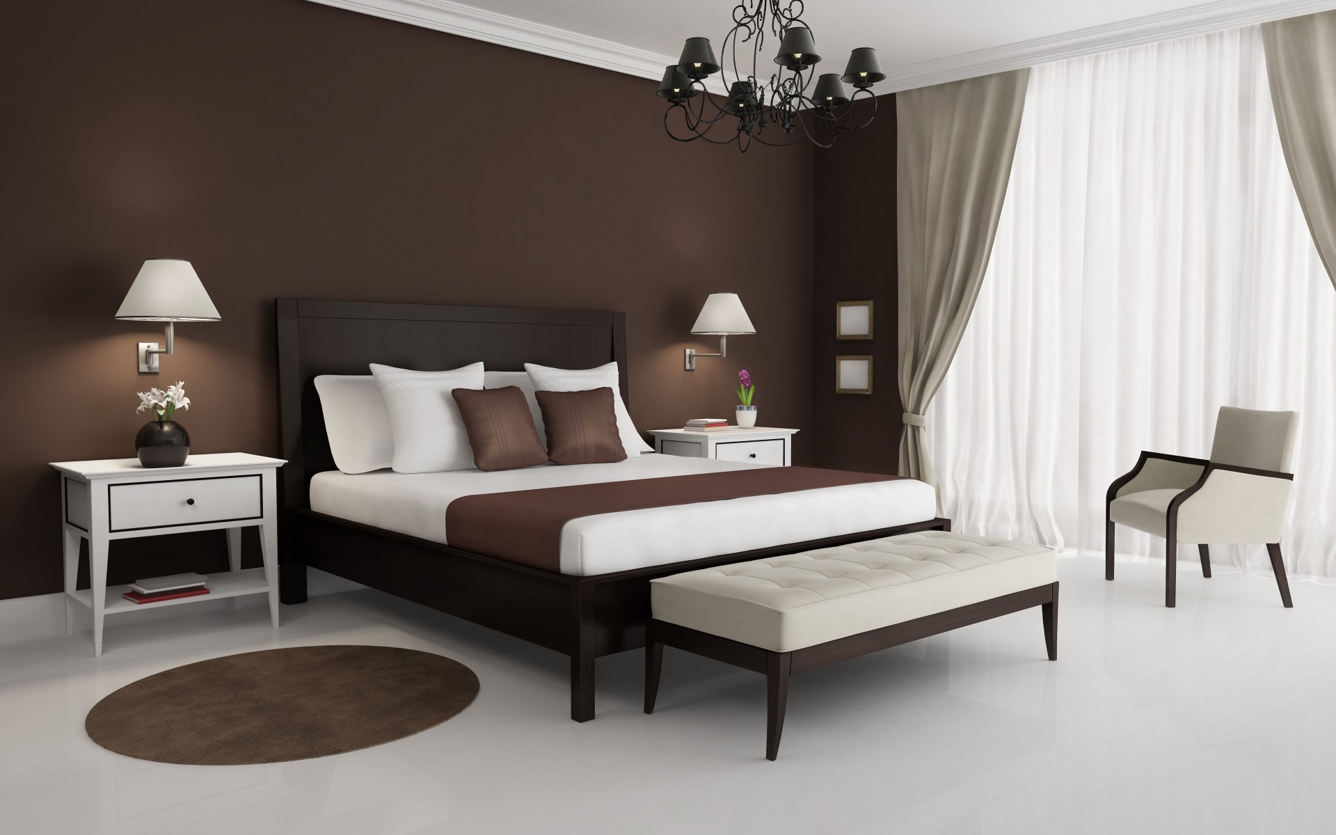 Интерьер спальни в коричневом стиле загрузить