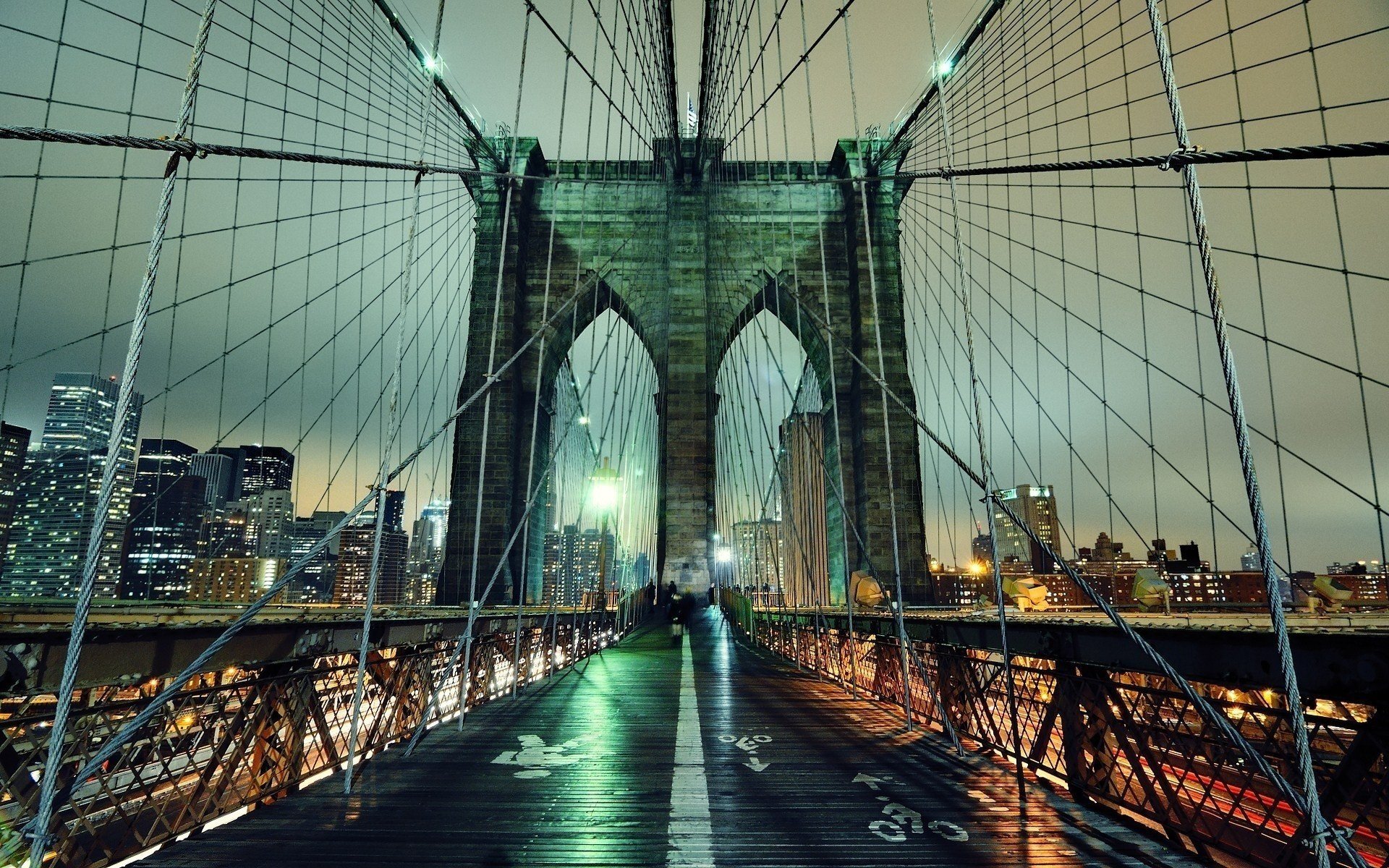 Мост ночью в нью-йорке