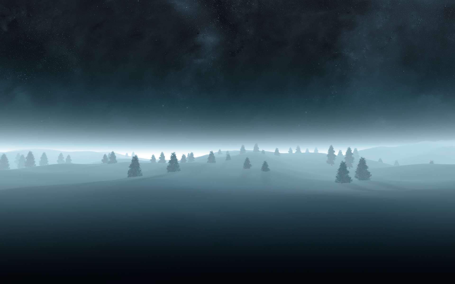 Туманный лес ночью