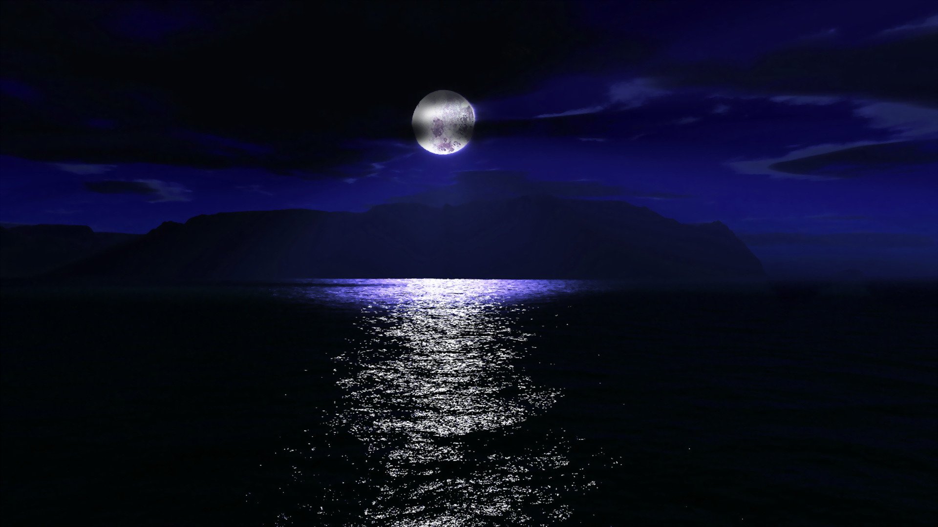 море ночь лунная дорожка