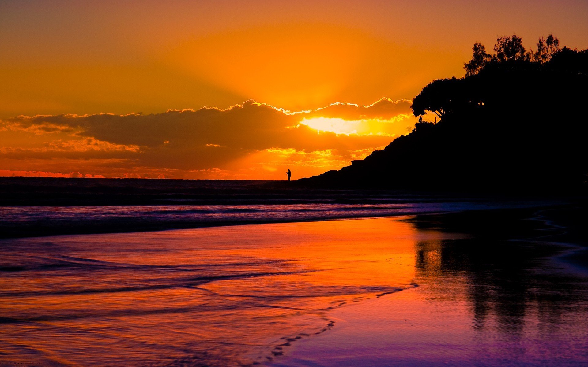закат берег пляж sunset shore the beach скачать