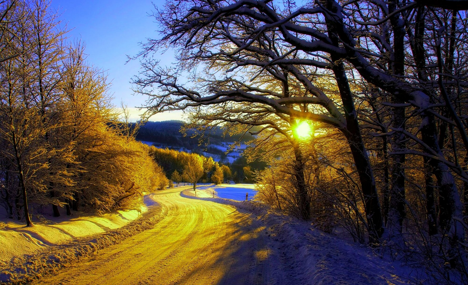 дорога зима пейзаж природа бесплатно