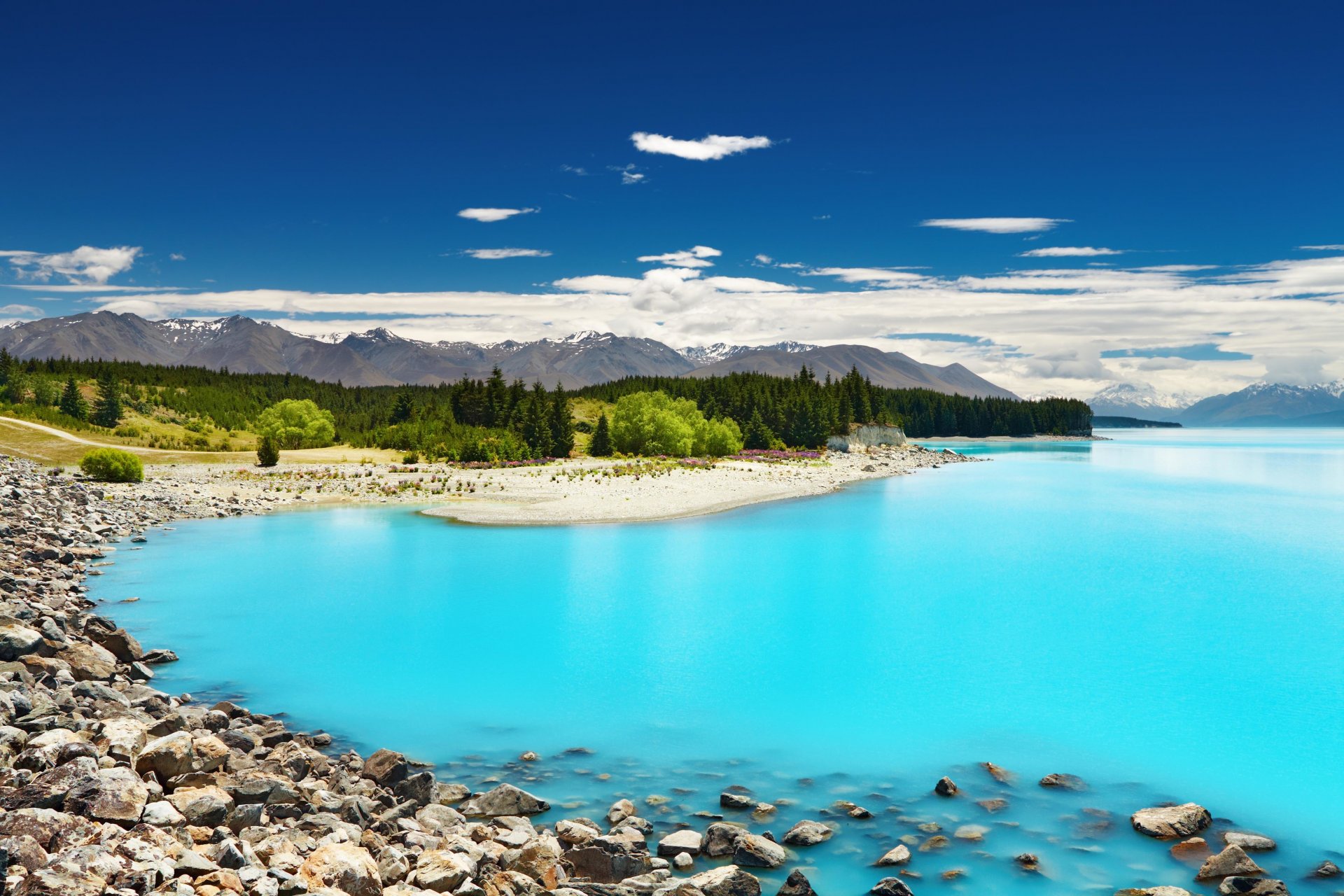 горы озеро природа nz новая зеландия
