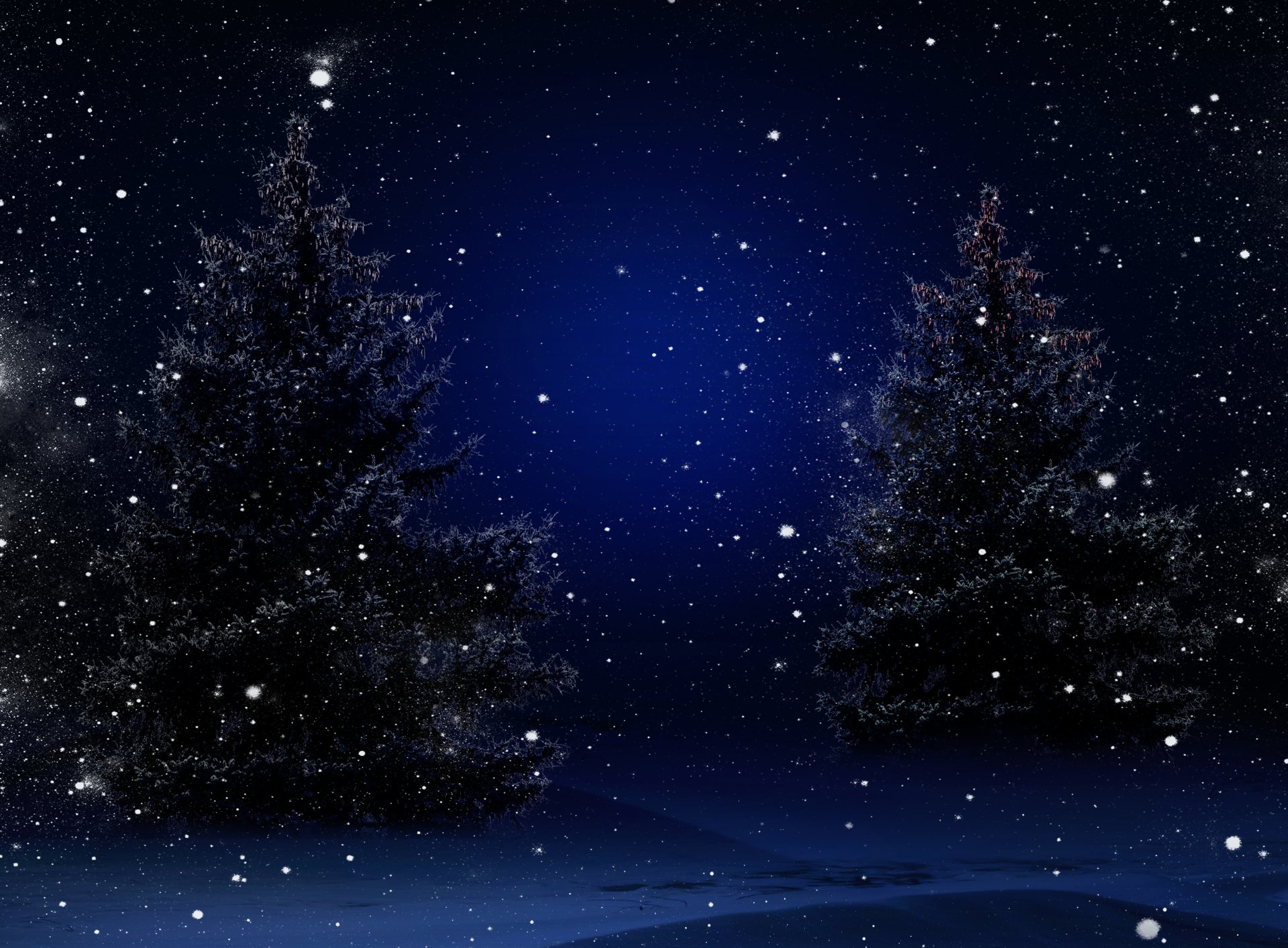 природа деревья зимние снег счастливого рождества новый год елка магия рождественская ночь зима
