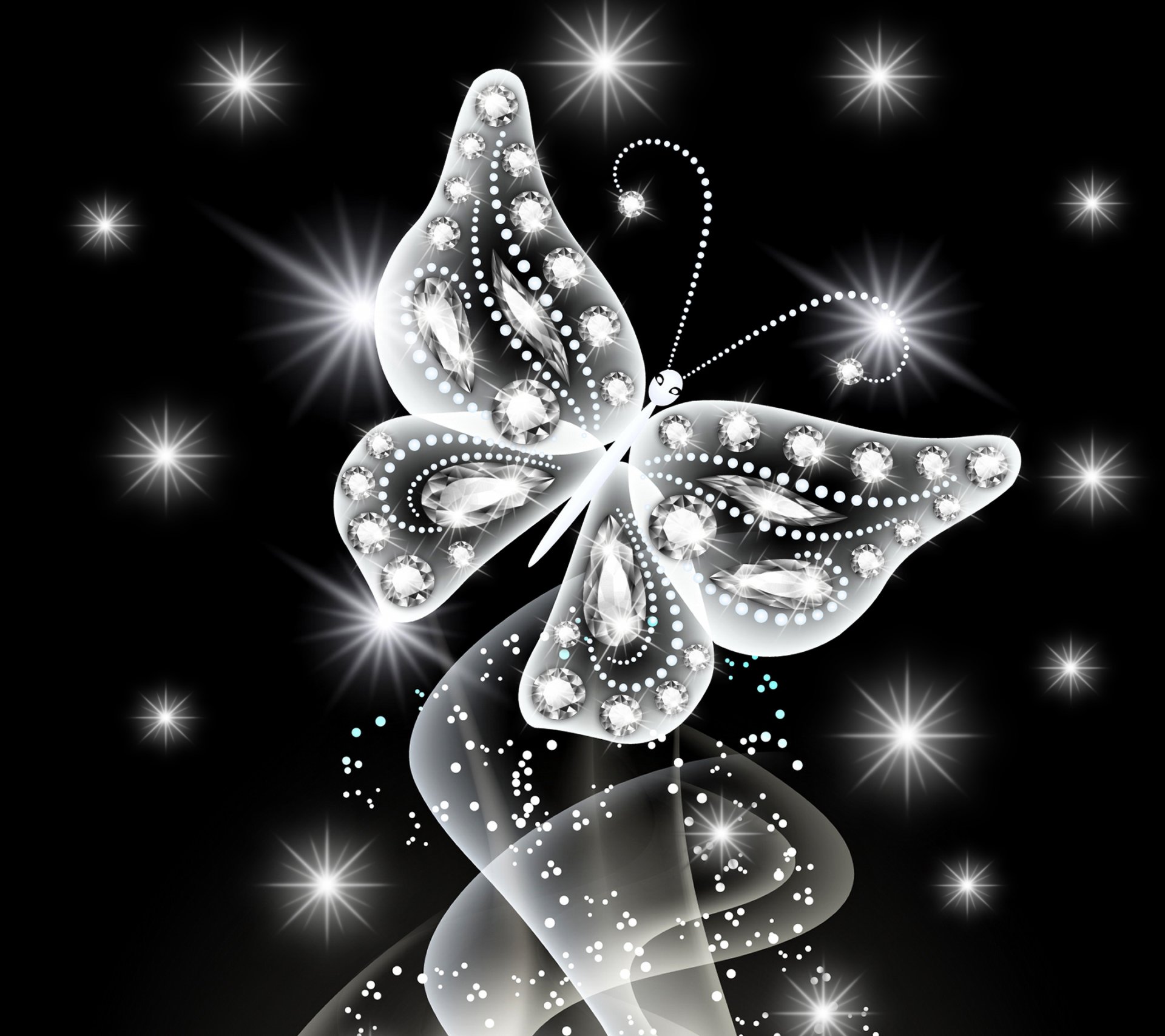 неон бабочка абстрактные белый алмазы дср сверкают свечение неоновая