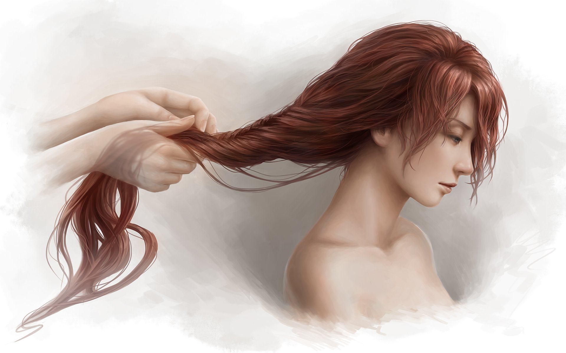 Девушка с длинными волосами арт