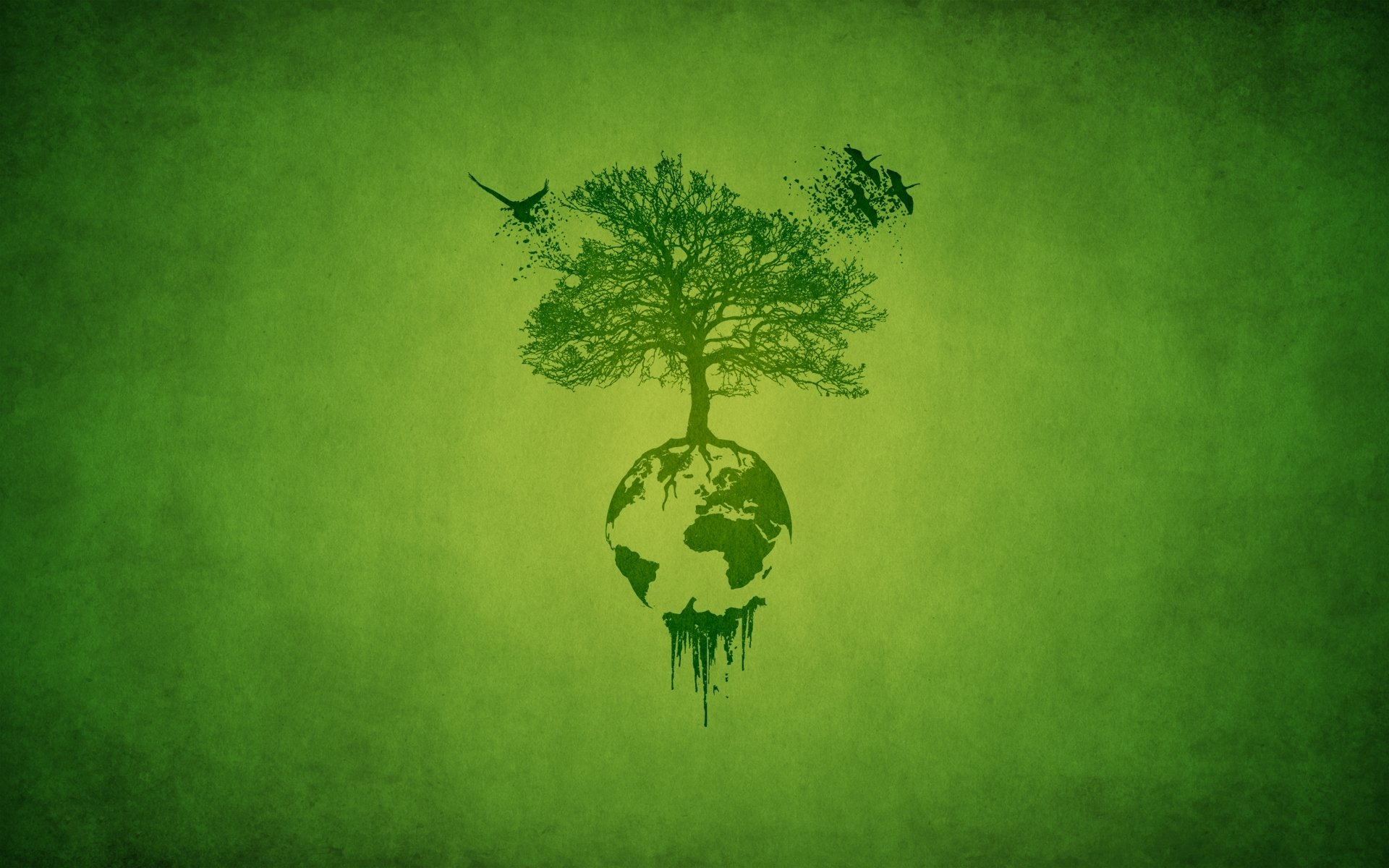 минимализм аисты дерево листья зеленый планета корни птицы