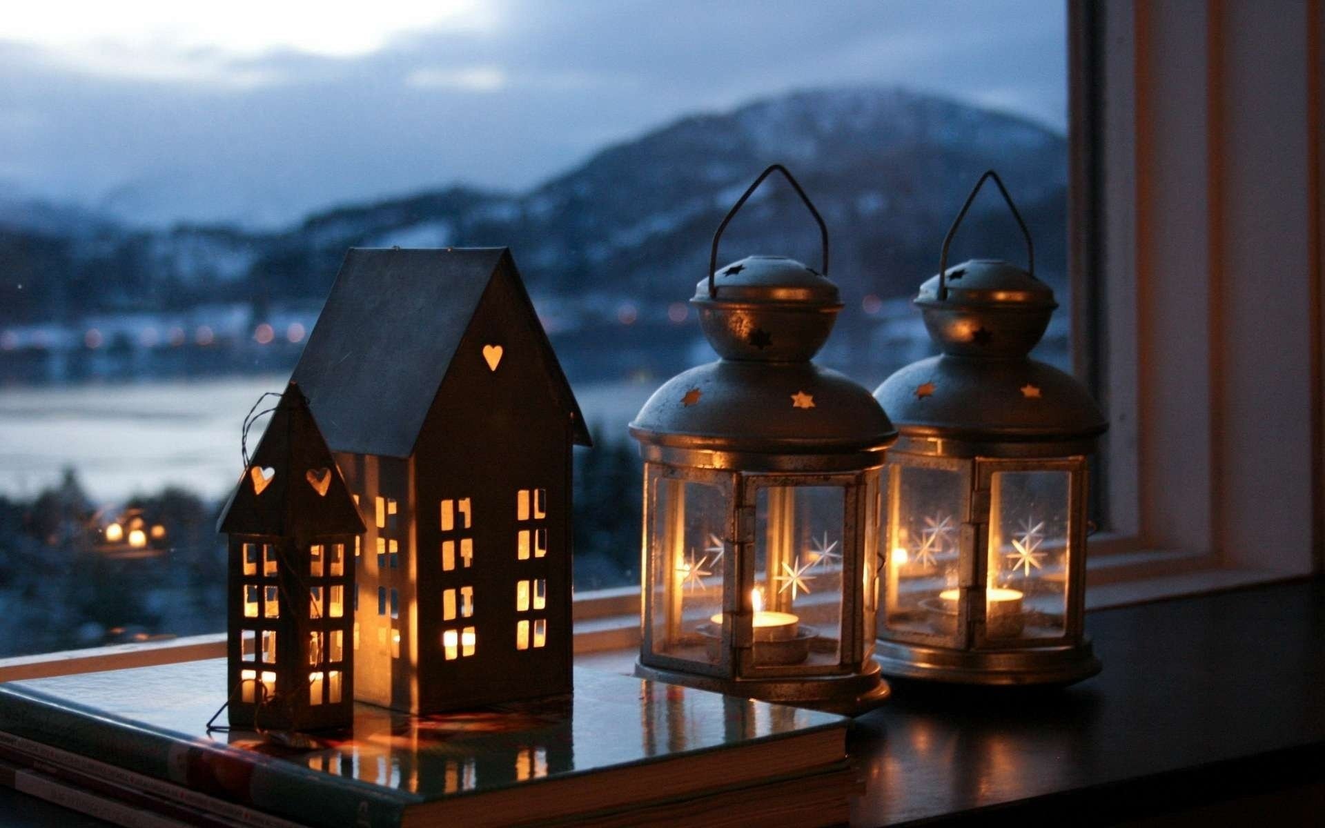 свеча фонарь окно снег загрузить