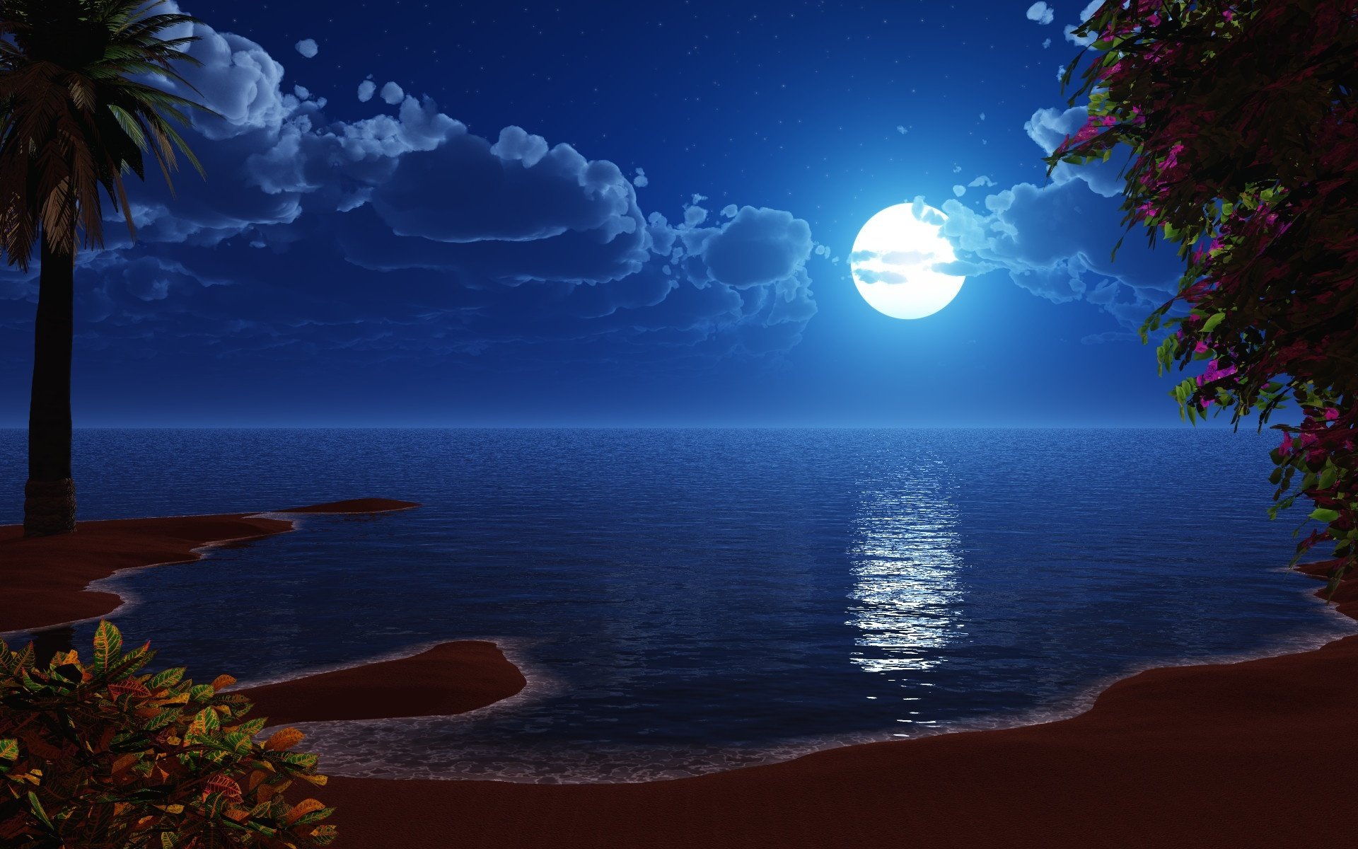 ночь луна море свет скачать