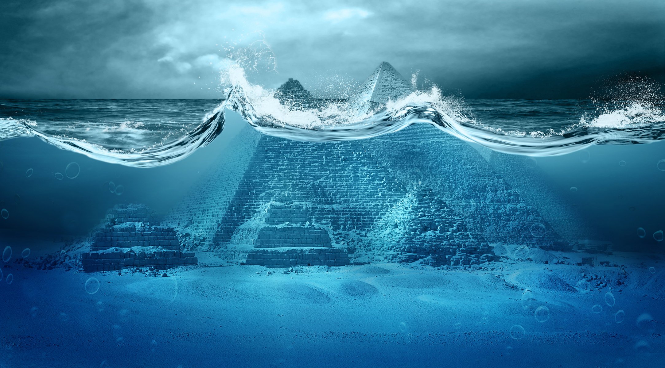 апокалипсис армагеддон буря цунами океан море фантастические египет пирамида пирамиды катастрофа