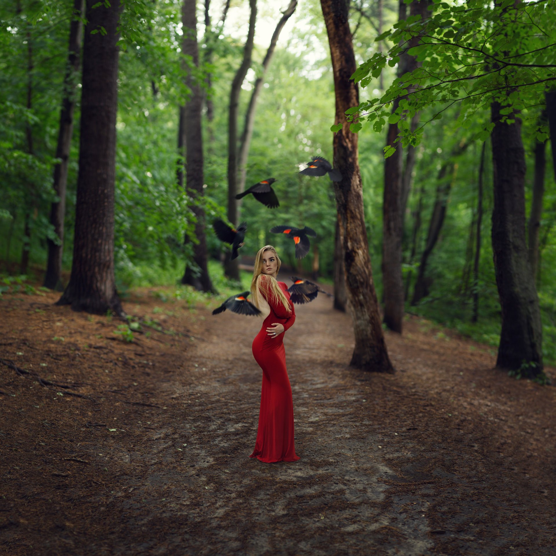 девушка платье лес скачать