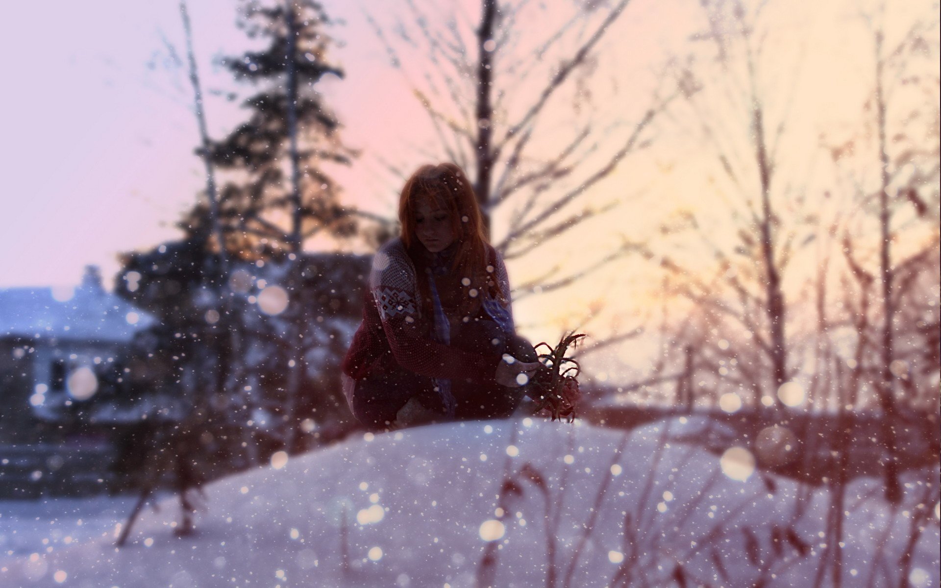 девушка зима снег природа жизнь girl winter snow nature life без смс