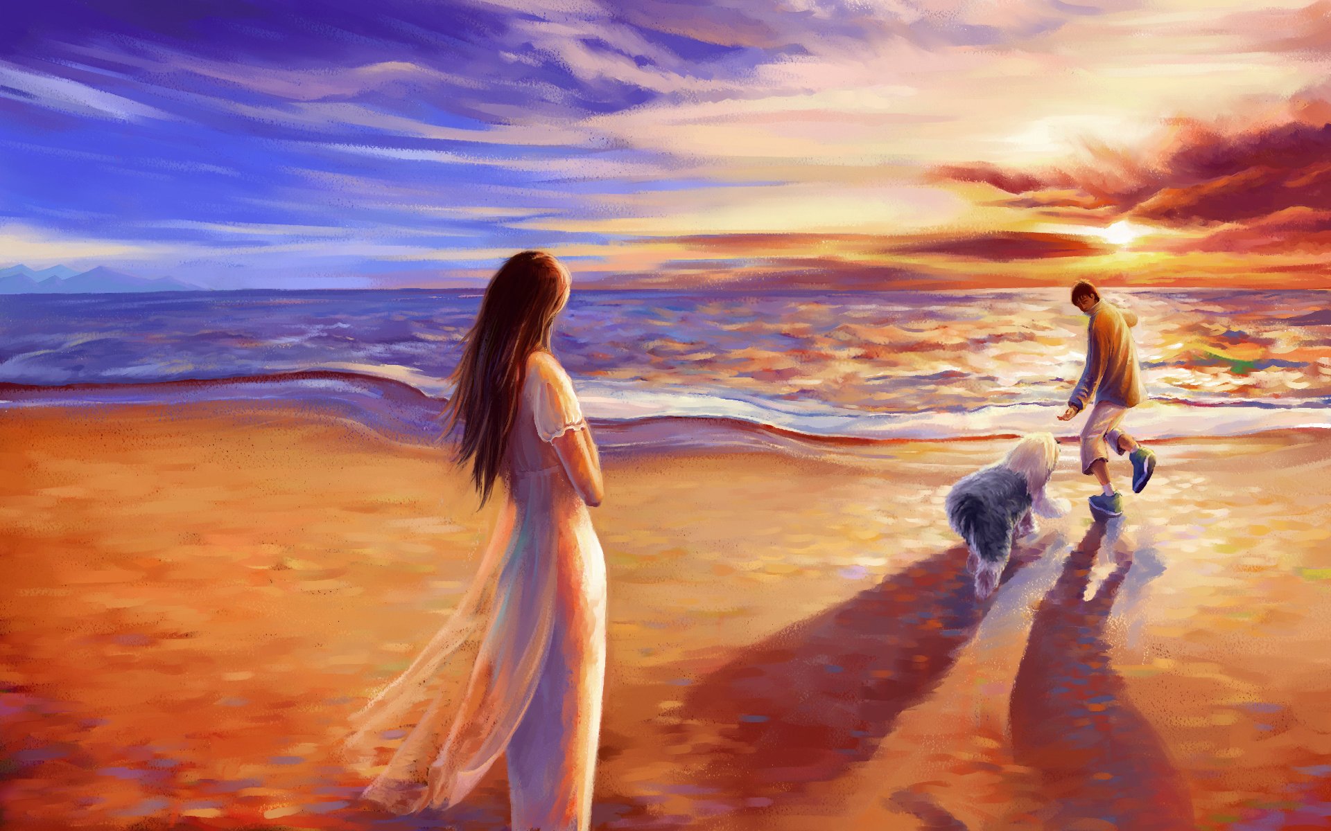 Жизнь полна красоты. Красивые пейзажи с людьми. Девушка на берегу моря. Красивые картины. Душевные картины.