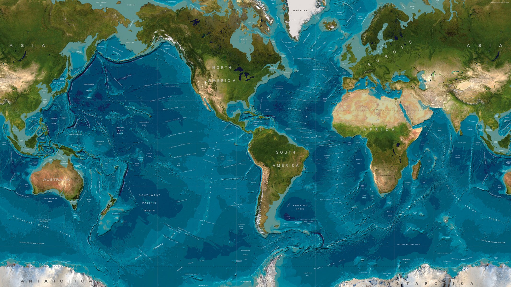 Тихий океан на карте мира