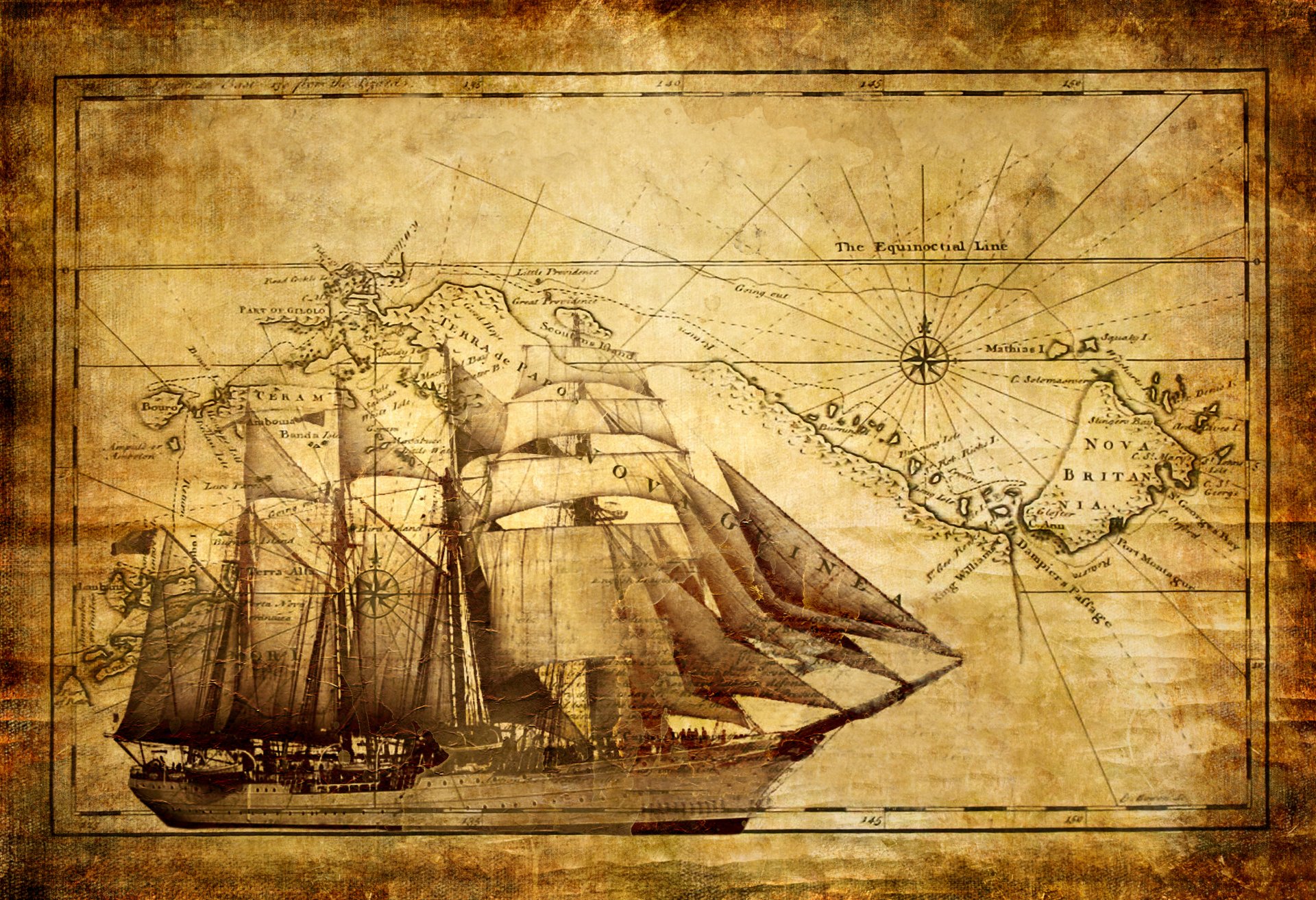 карта фрегат парусник корабль