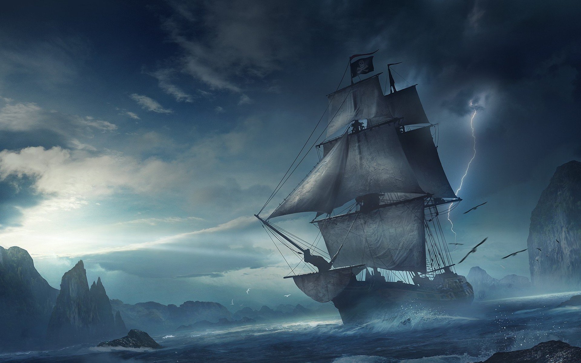 Пираты Карибского моря корабль шторм