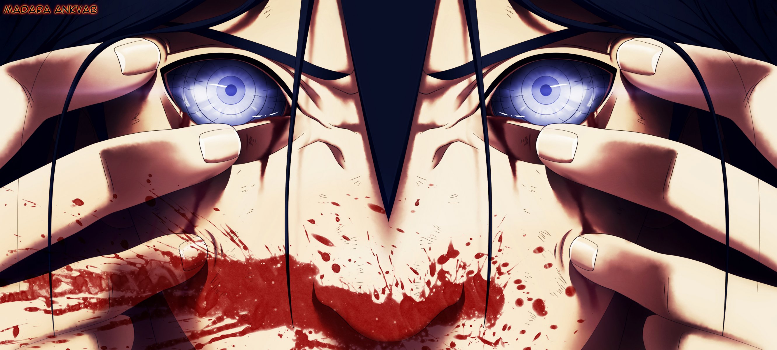 арт аниме наруто учиха мадара глаза кровь мужчина лицо.