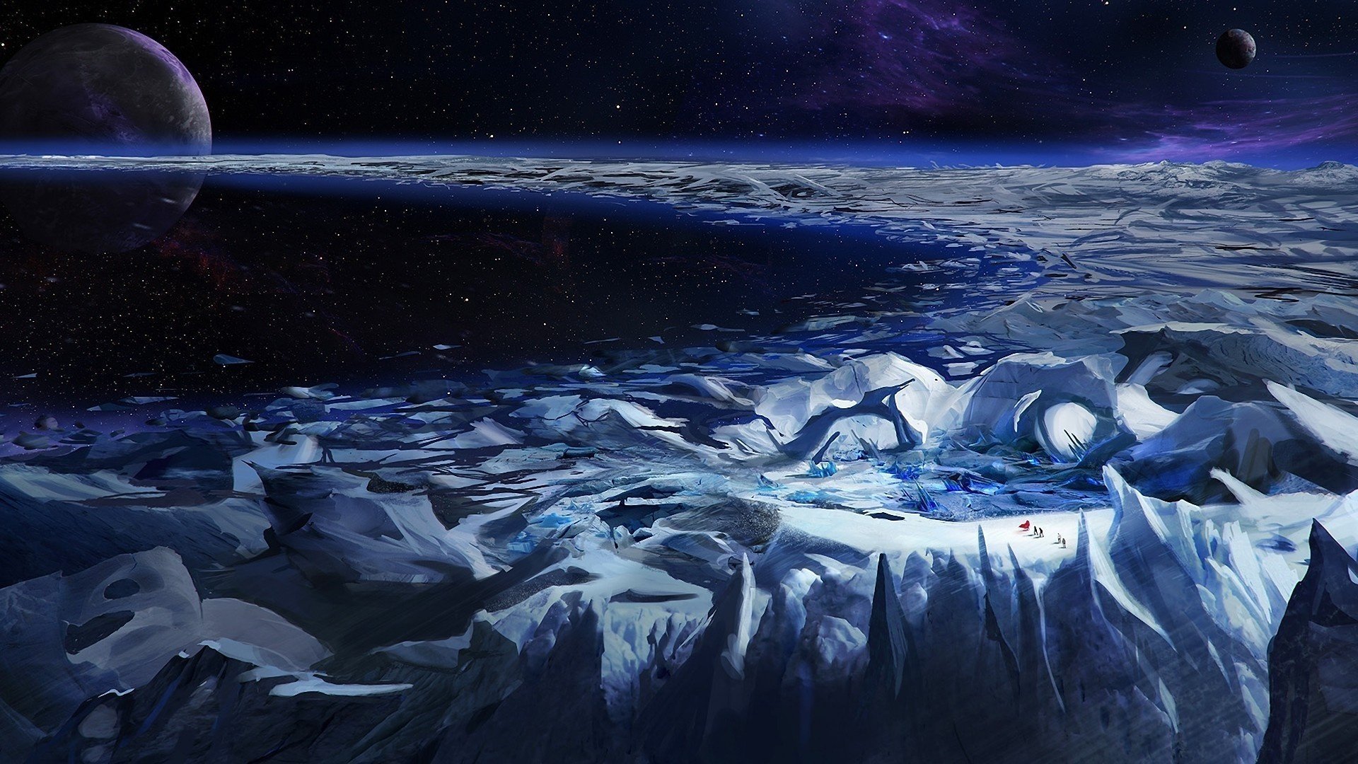 Поверхность планеты с ледяными горами