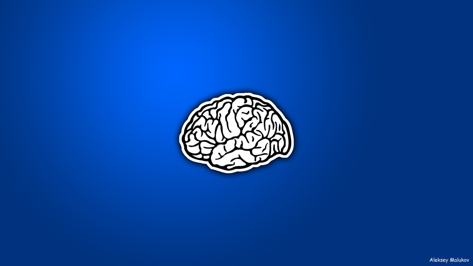 Минимализм, мозг, синий фон, арт