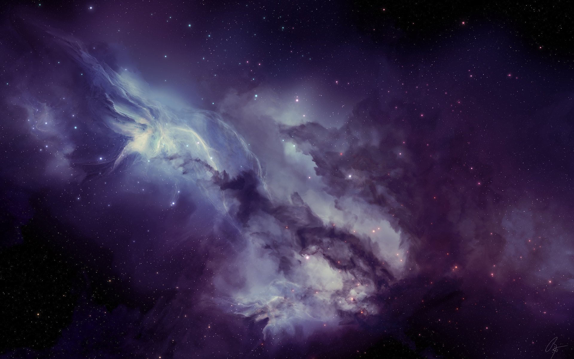 Звездная туманность в бесконечном пространстве космоса