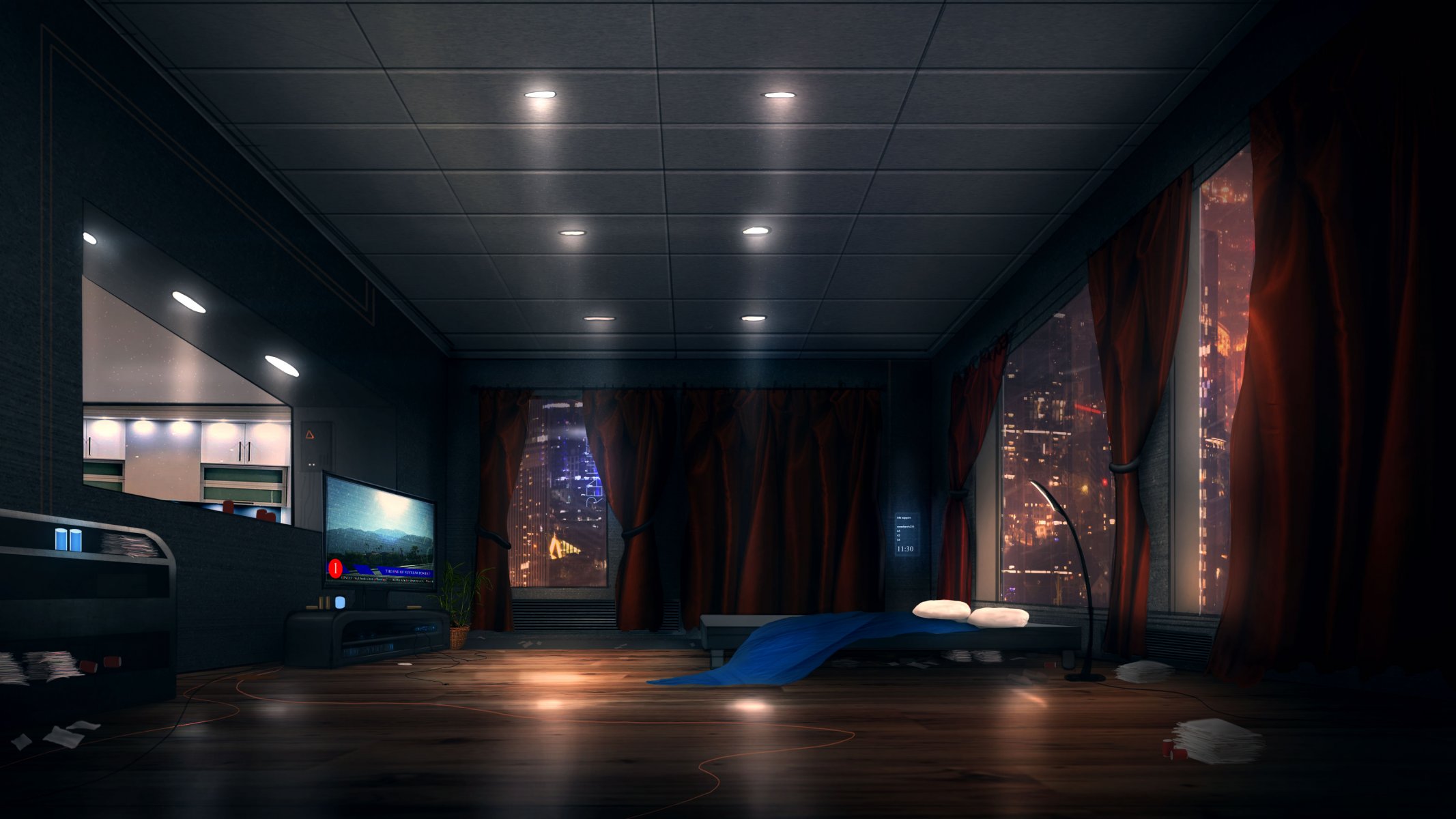 комната апартаменты научно -фантастические свет окна кровать