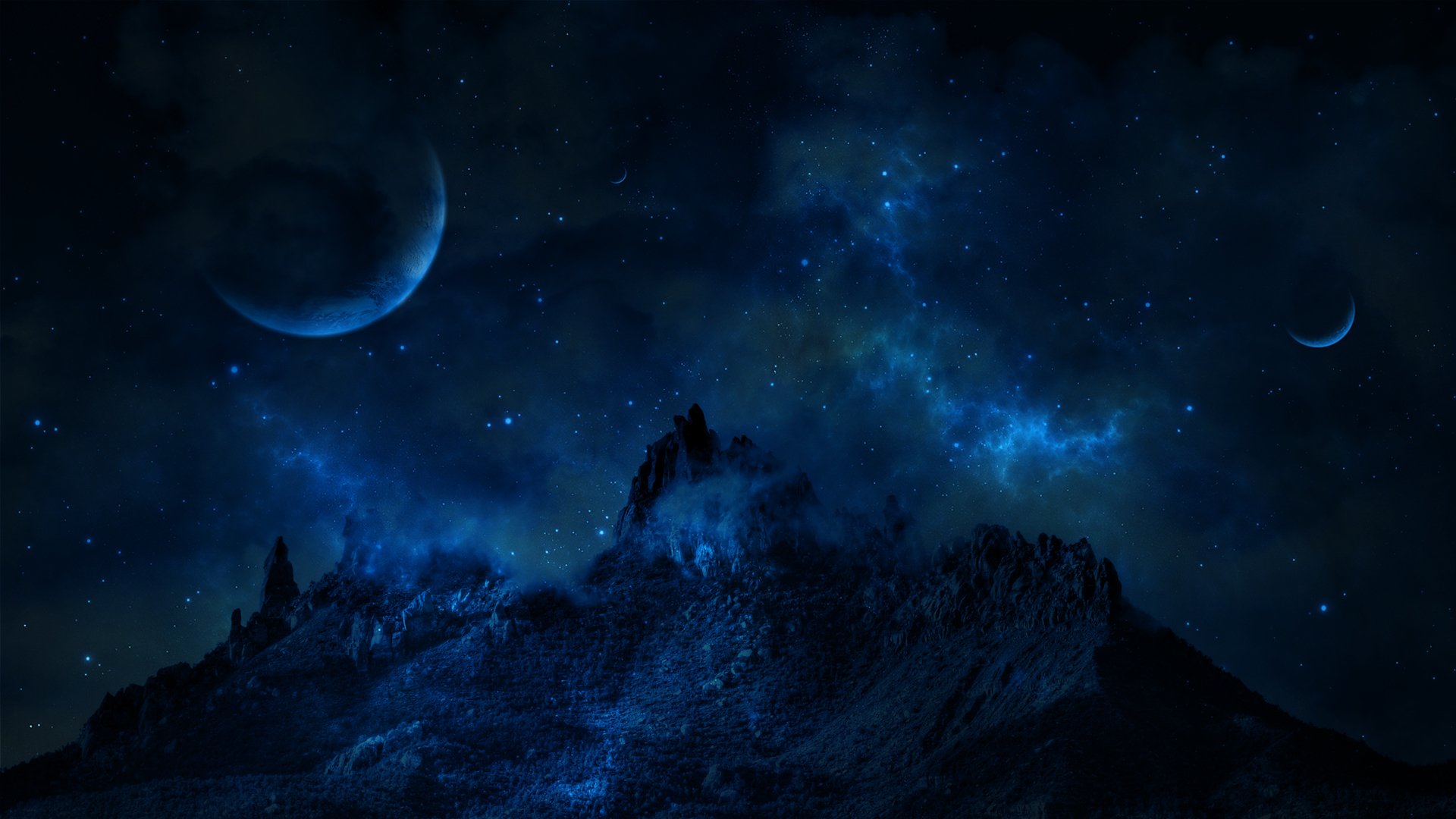 природа космос горы скалы небо звезды ночь бесплатно