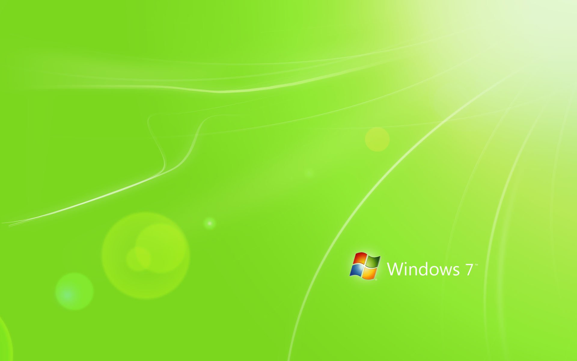 Windows 7 на зелёном фоне