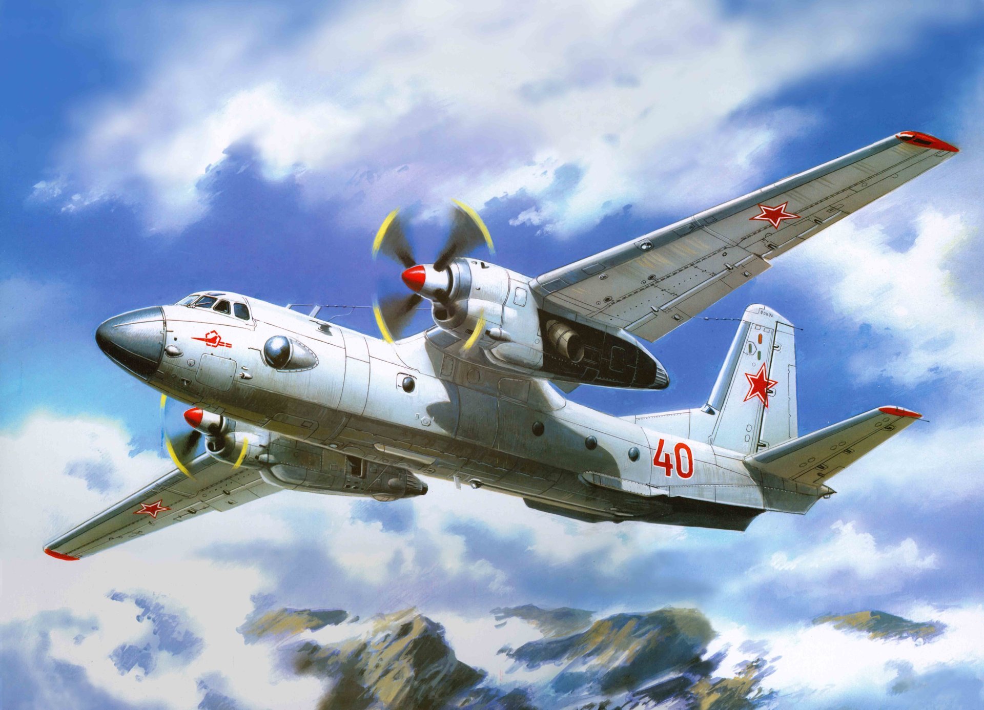 Советский военный самолёт арт рисунок