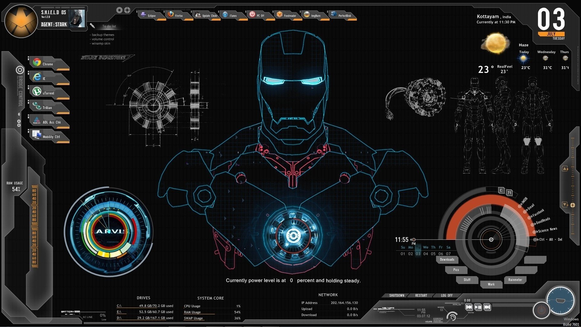 Экран дисплея костюма Железного человека